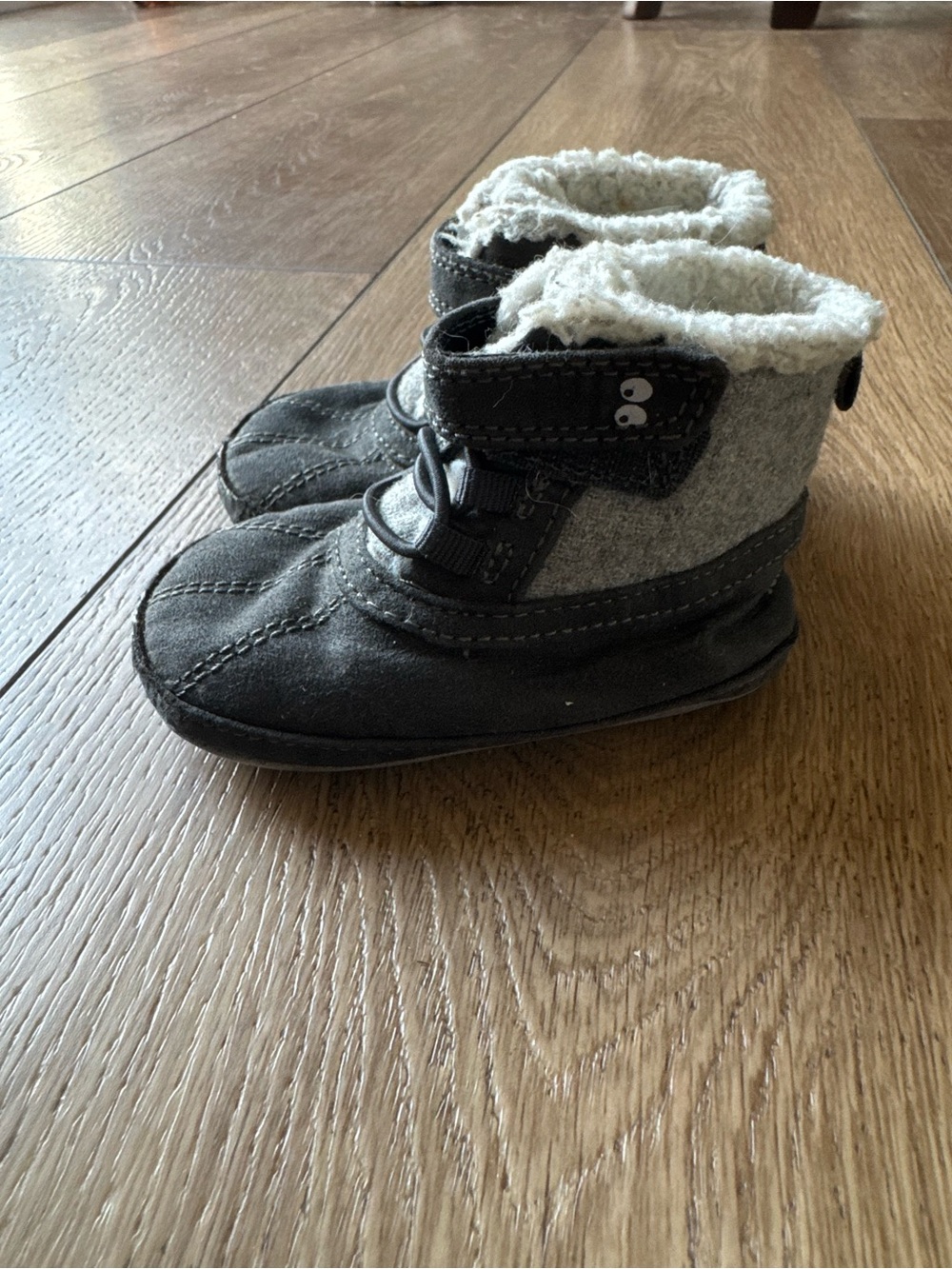 Baby Black and Gray Winter Boots - Cozy Lined Toddler Shoes